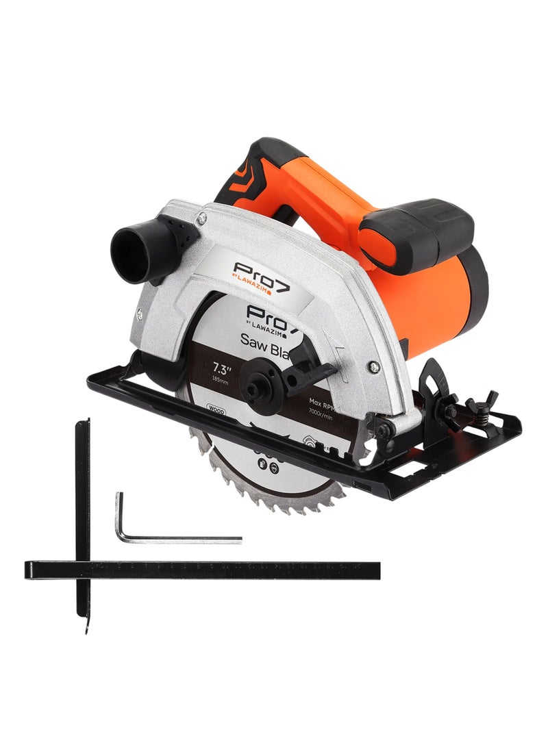 لوازم برو7 منشار كهربائي دائري 1400 واط - قطع دقيق، منشار عالي القوة مع كابل طويل، نظام مقاوم للاهتزاز وحماية من الحمل الزائد - مثالي لتحسين المنزل، الأعمال الخشبية، الأعمال المعدنية، الورش، وأعمال البناء. - Image 1